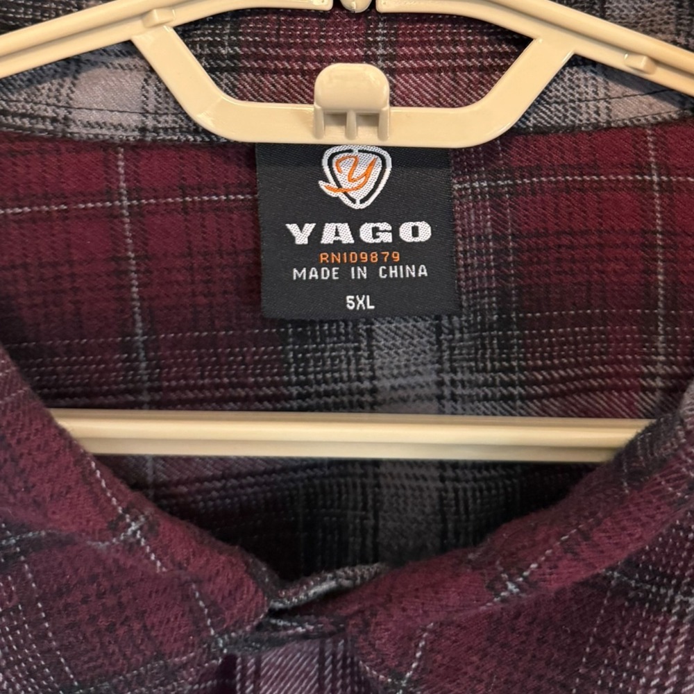 Yago Plaid Flannel‎ Button Down Shirt Long Sleeve Big & Tall 5XL Gorpcore Cozy - Picture 2 of 8